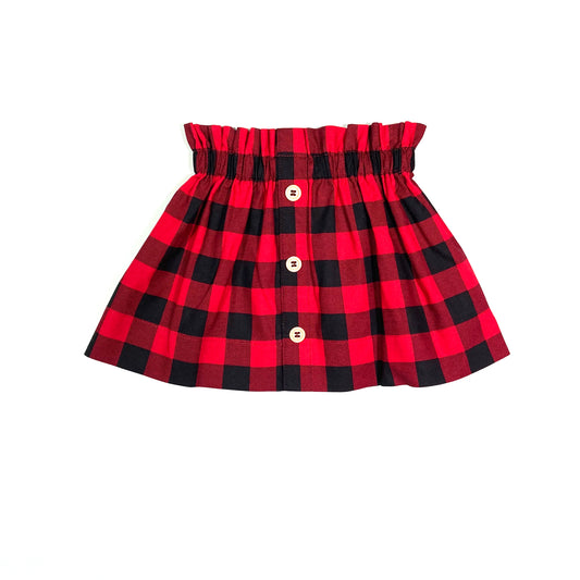 Paper Bag Waist Skirt - Red/Black Buffalo Check